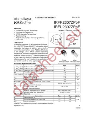 IRFU2307ZPBF datasheet  